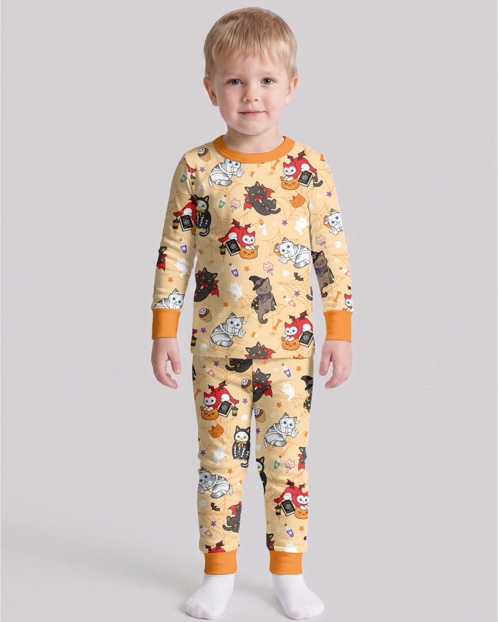 Spooky Kittie Bamboo Two Piece Long Sleeve Pajama Set