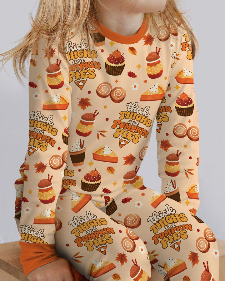 Thick Thighs and Pumpkin Pies Bamboo Two Piece Long Sleeve Pajama Set