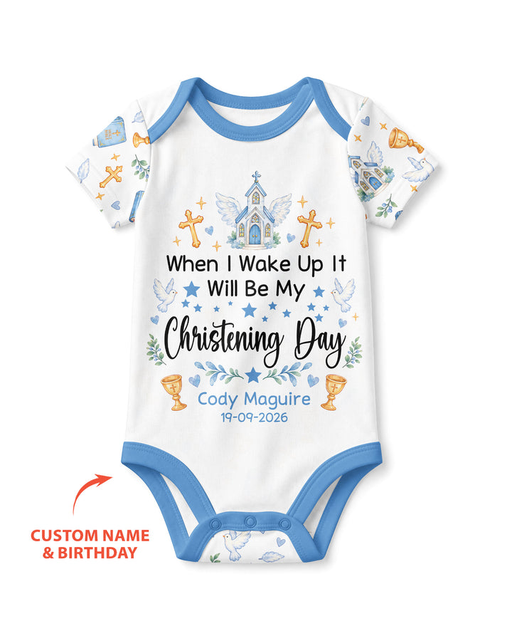 Personalized When I Wake Up It Will Be My Christening Day Bamboo Bodysuit