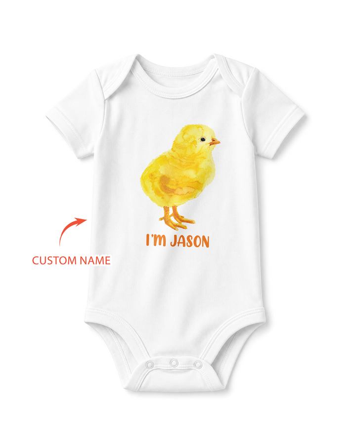 Watter Color Chicken Custom Name Bamboo Bodysuit
