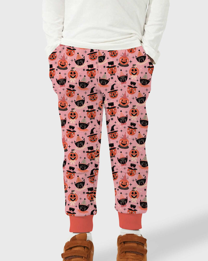 Retro Halloween Cats and Funny Pumpkins Bamboo Jogger