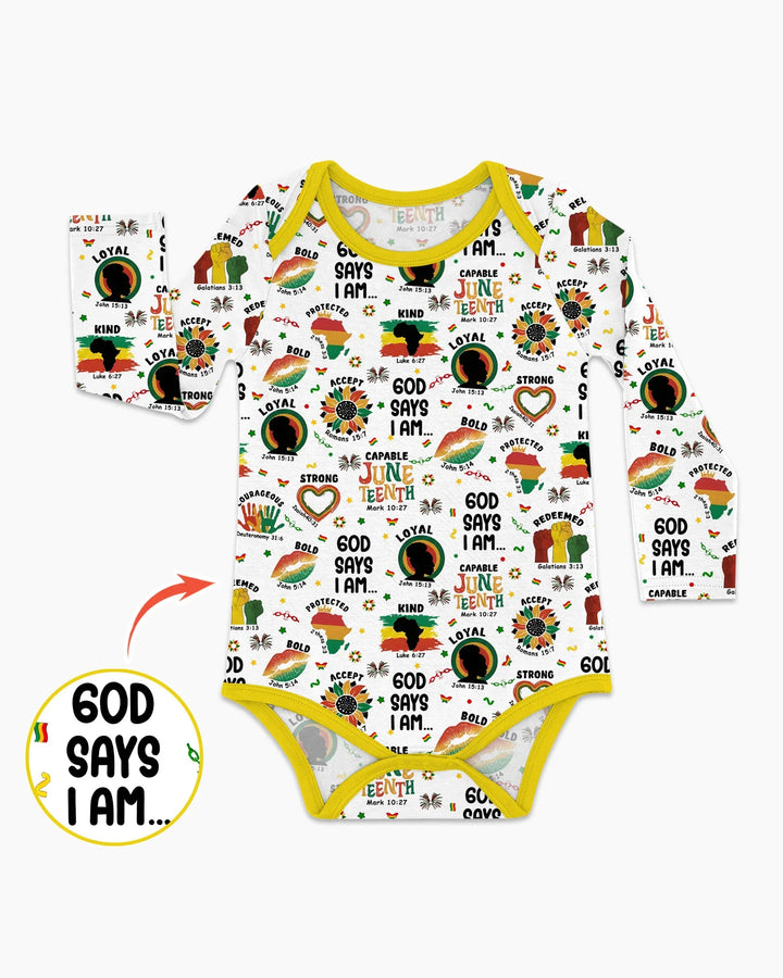 God Says I Am Juneteenth Bamboo Bodysuit