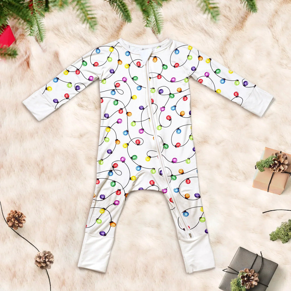 Baby's First Christmas Lights Pajamas - Colorful & Cozy , Baby's First Christmas Lights Pajamas - Colorful & Cozy - Long Zippy / 0-3M