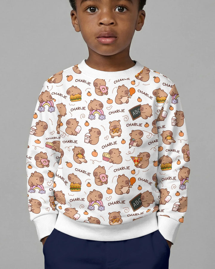 Personalisiertes niedliches Capybara Bambus Rundhals-Sweatshirt