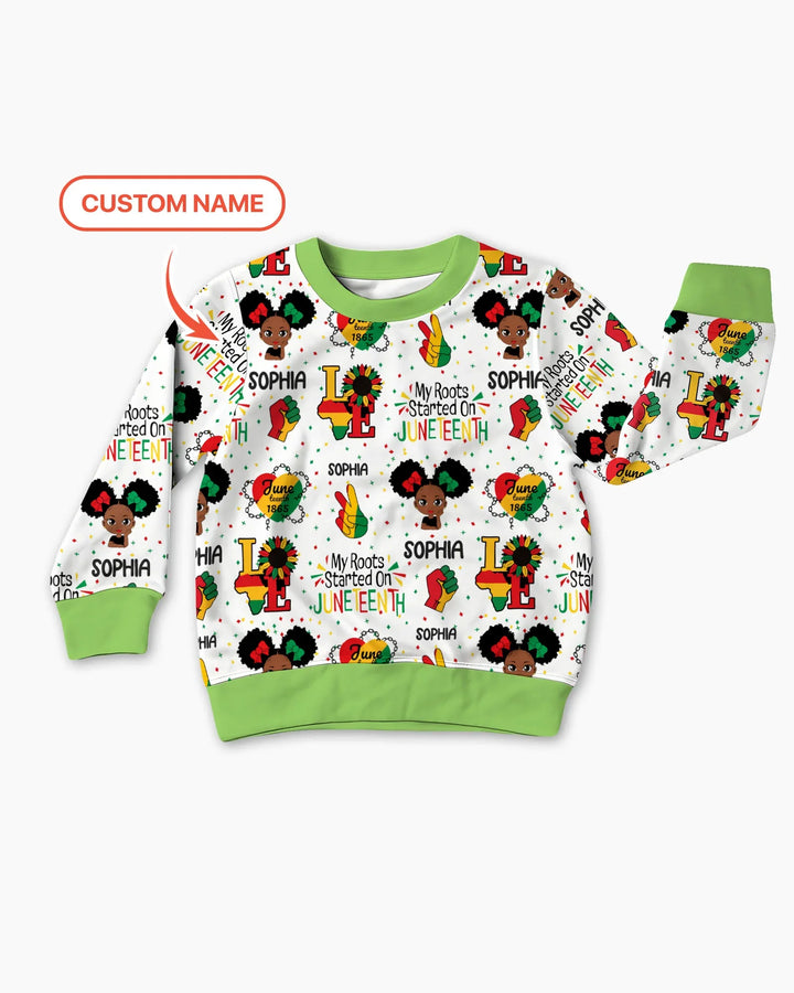 Personalisiertes Sweatshirt „My Roots Started On Juneteenth“ aus Bambus-Mischgewebe mit Rundhalsausschnitt
