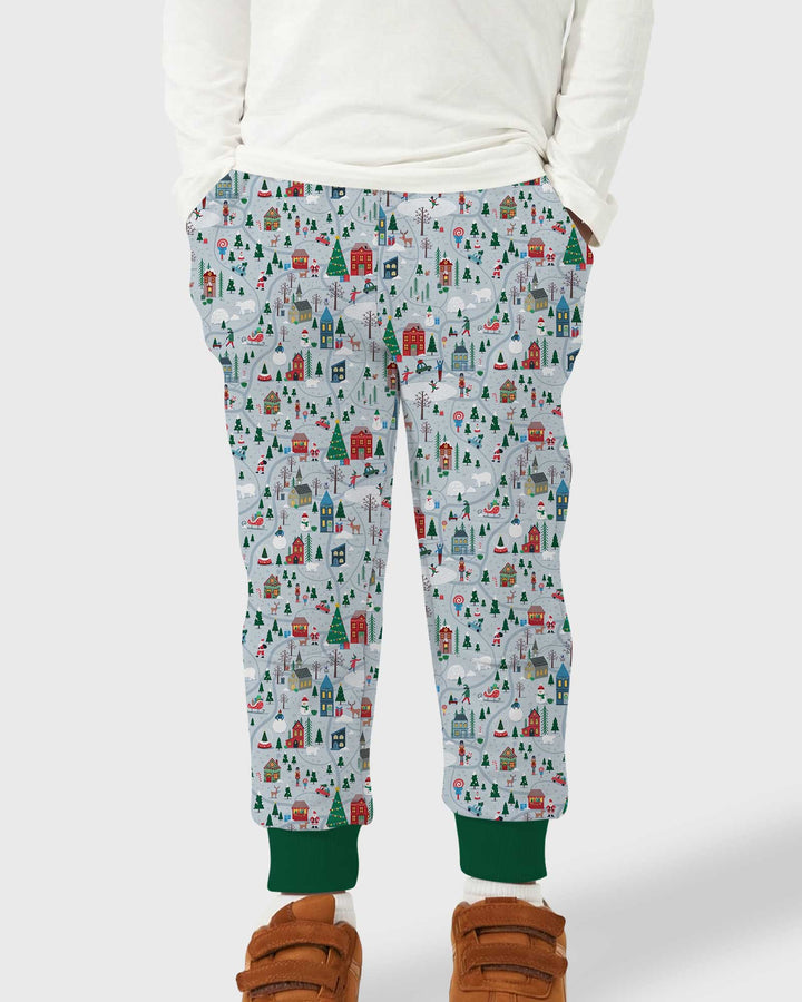 Snowy Christmas Village Map Bamboo Jogger