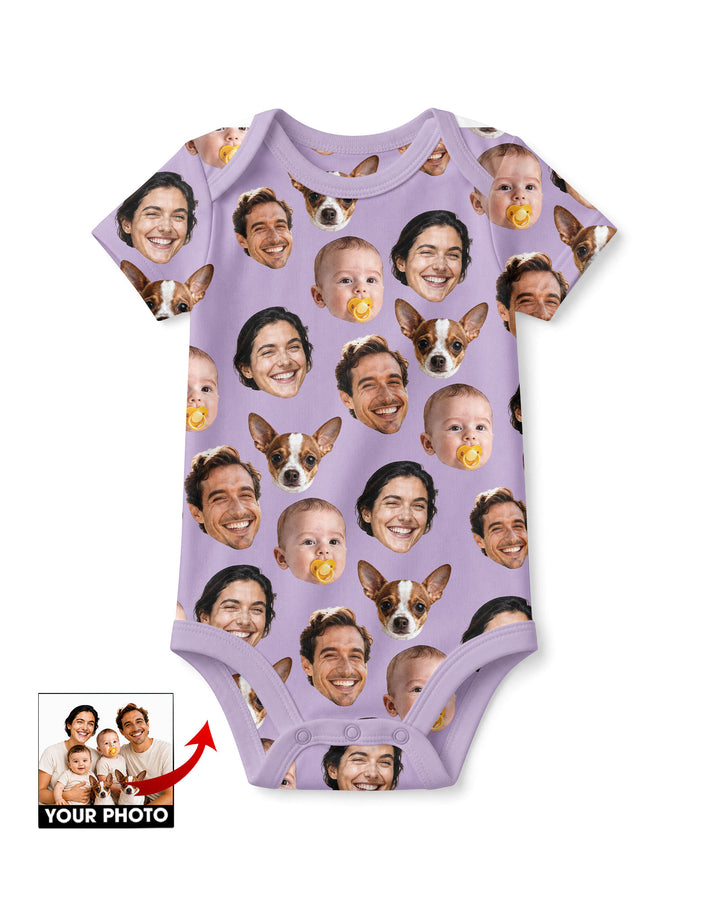 Personalized Face Baby Bodysuit, Families Faces Newborn Bodysuit