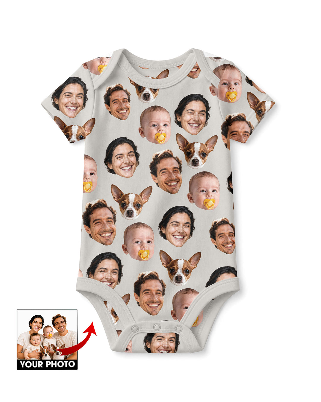 Personalized Face Baby Bodysuit, Families Faces Newborn Bodysuit