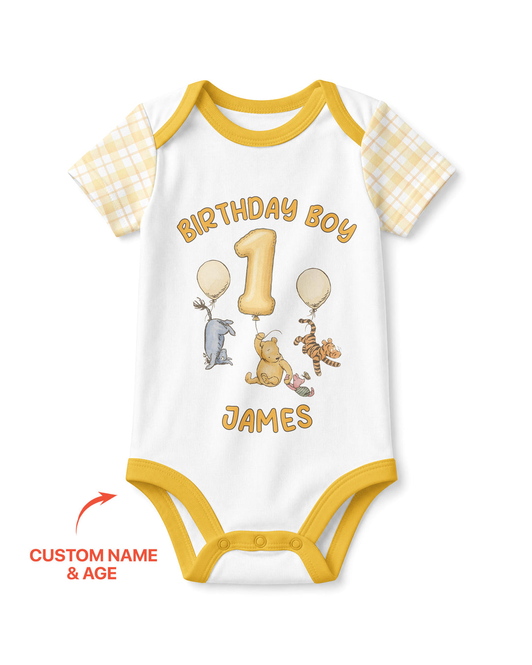 Little Bear Birthday Custom Name And Age Balloon Bamboo Bodysuit