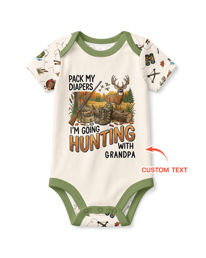 Personalized Pack My Diapers I'm Going Hunting Bamboo Bodysuit