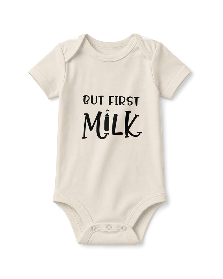 But First Milk Funny Baby Bamboo Bodysuit