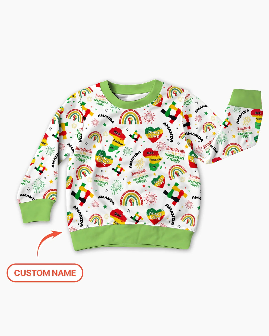 Personalisierter Name Juneteenth Is My Independence Day Crewneck-Sweatshirt aus Bambus