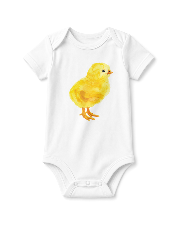 Water Color Baby Chicken Bamboo Bodysuit