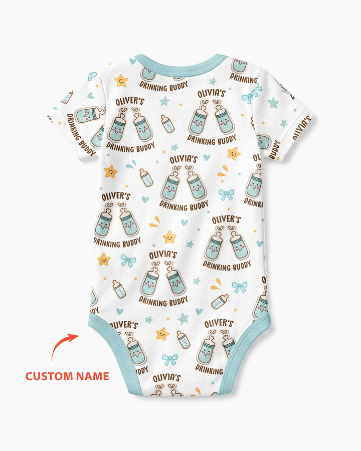 Custom Name Twin Drinking Buddies Bamboo Bodysuit