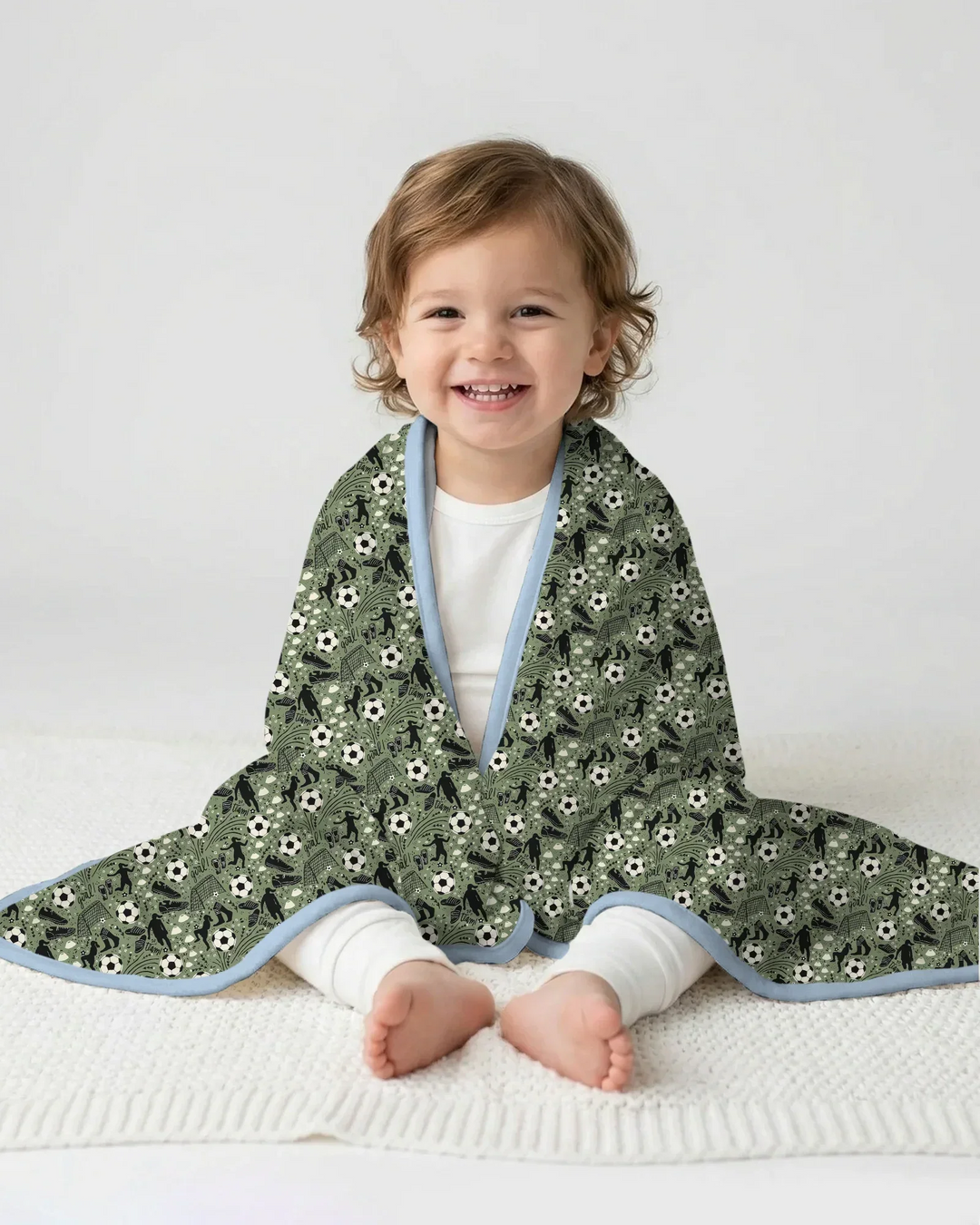 Sage Green Soccer Dreams Bamboo Blanket