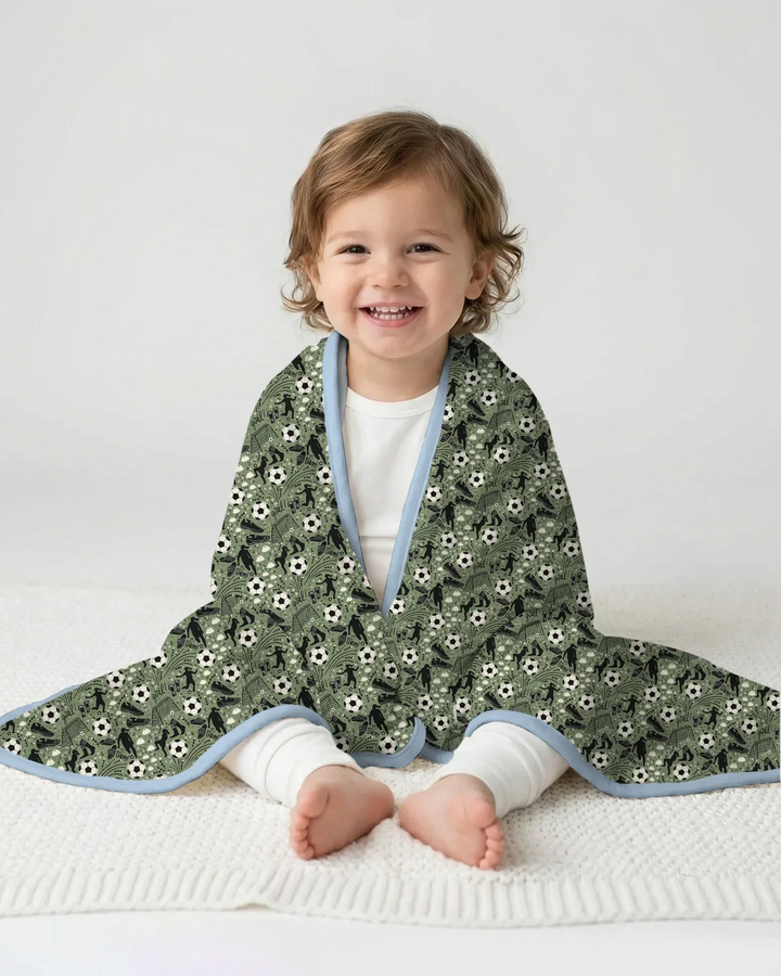 Sage Green Soccer Dreams Bamboo Blanket