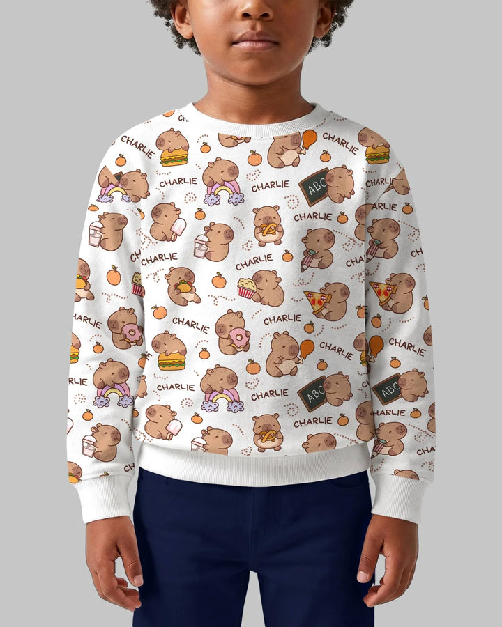 Personalisiertes niedliches Capybara Bambus Rundhals-Sweatshirt