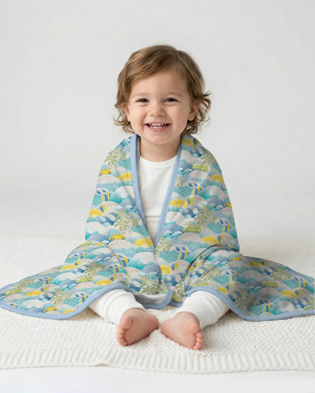 Coastal Road Trip Waves Surf Bamboo Blanket