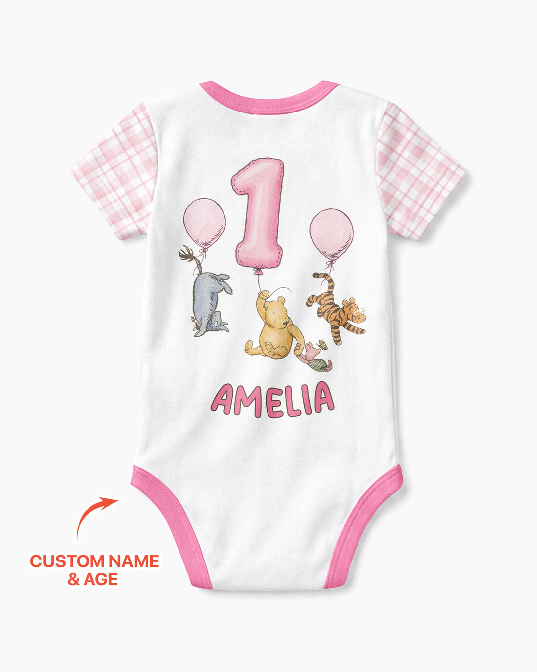 Little Bear Birthday Custom Name And Age Balloon Bamboo Bodysuit