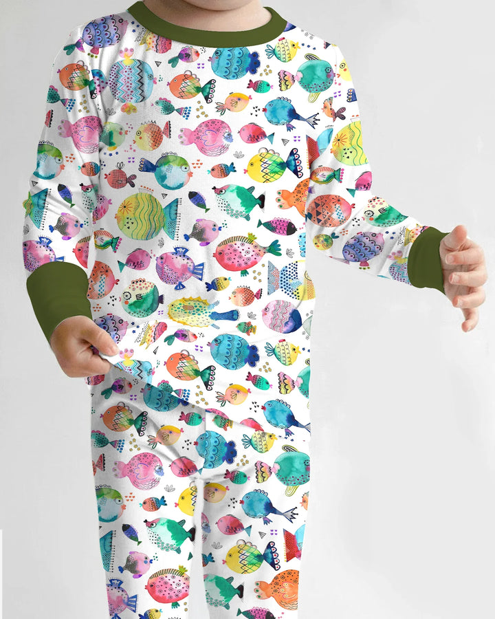 Zweiteiliges Langarm-Pyjama-Set mit Sommerfrüchten