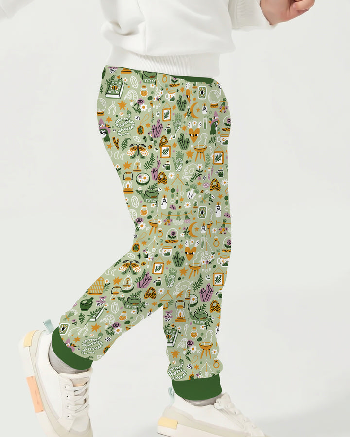 Boho Witchy Celestial Magic Floral Bamboo Jogger
