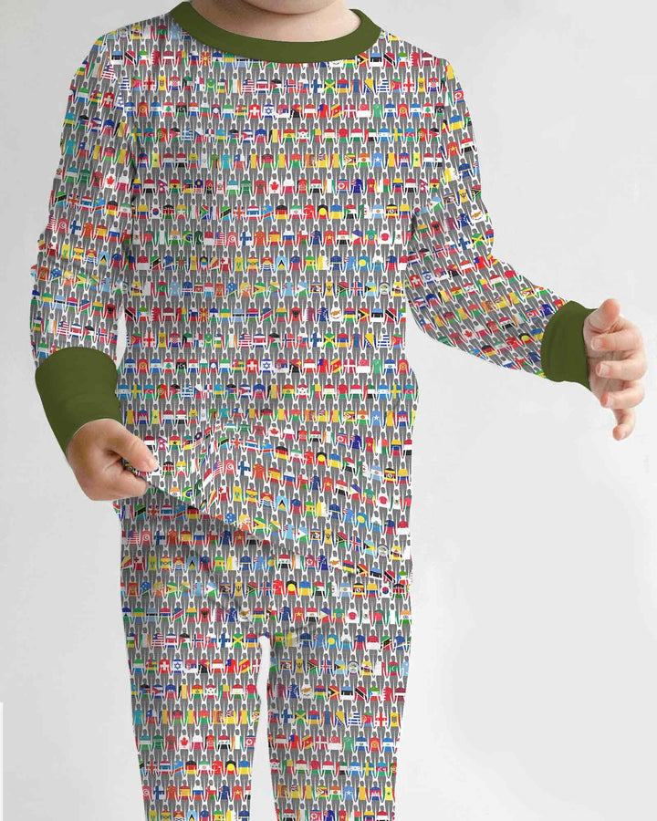 Zweiteiliges Langarm-Pyjama-Set mit Sommerfrüchten