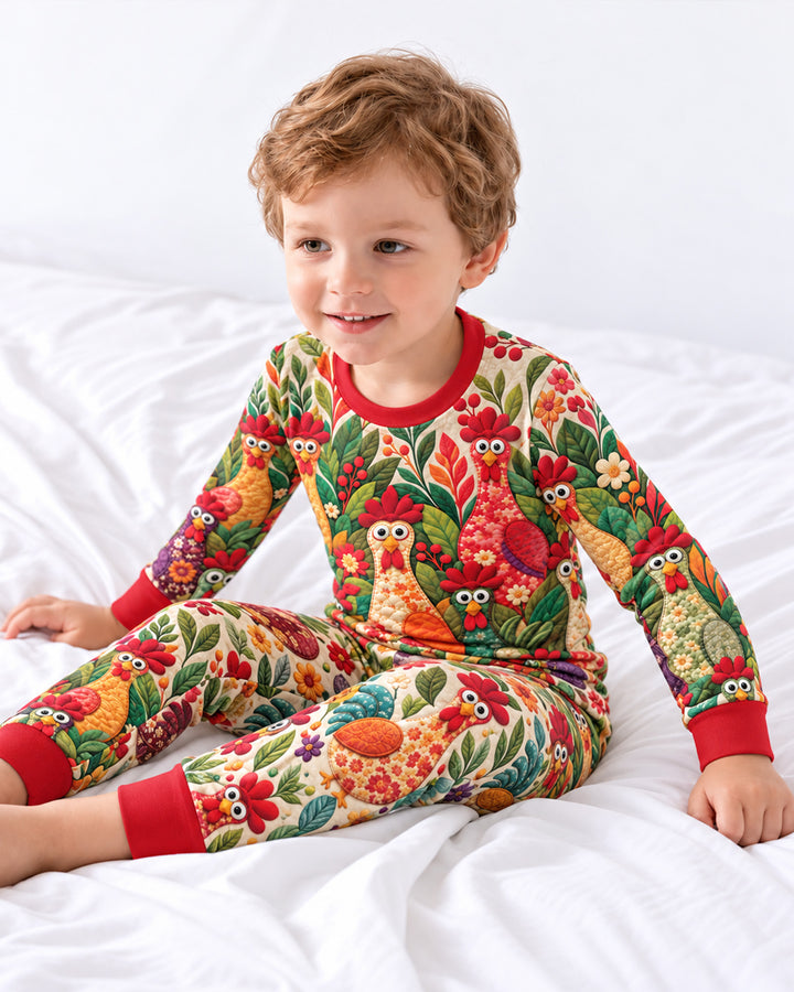 Funny Chicken Bamboo Two Piece Long Sleeve Pajama Set