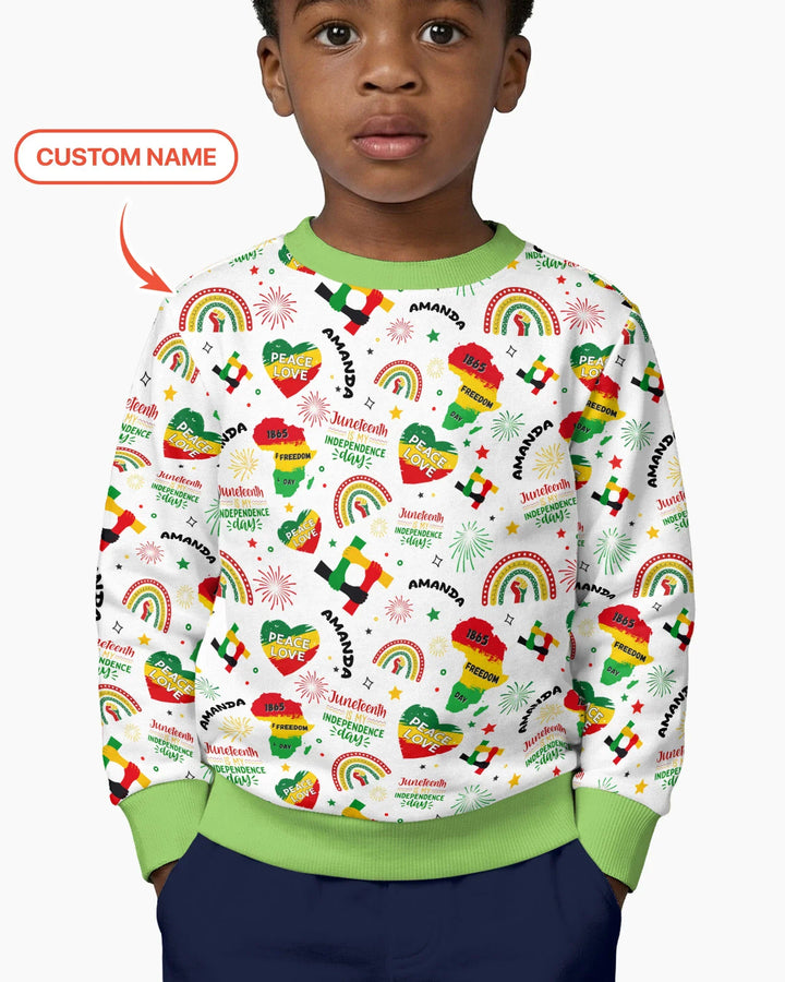 Personalisierter Name Juneteenth Is My Independence Day Crewneck-Sweatshirt aus Bambus