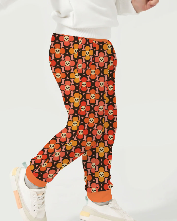 Retro Skull Flower Halloween Bamboo Jogger