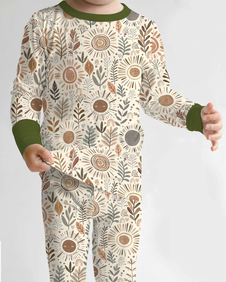 Zweiteiliges Langarm-Pyjama-Set mit Sommerfrüchten