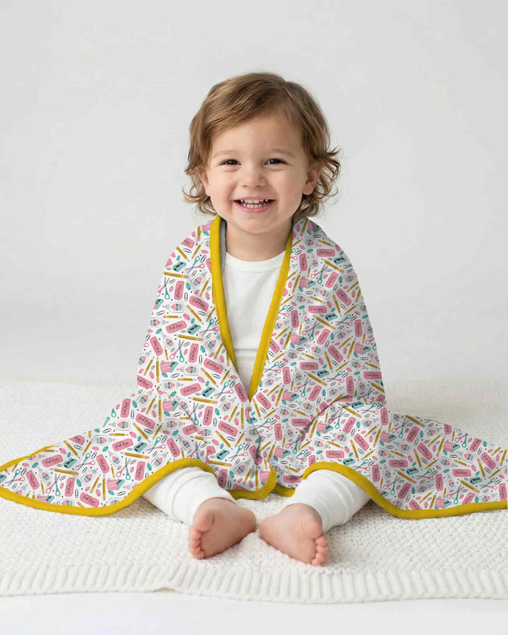 Pink Power School Supplies Bamboo Blanket
