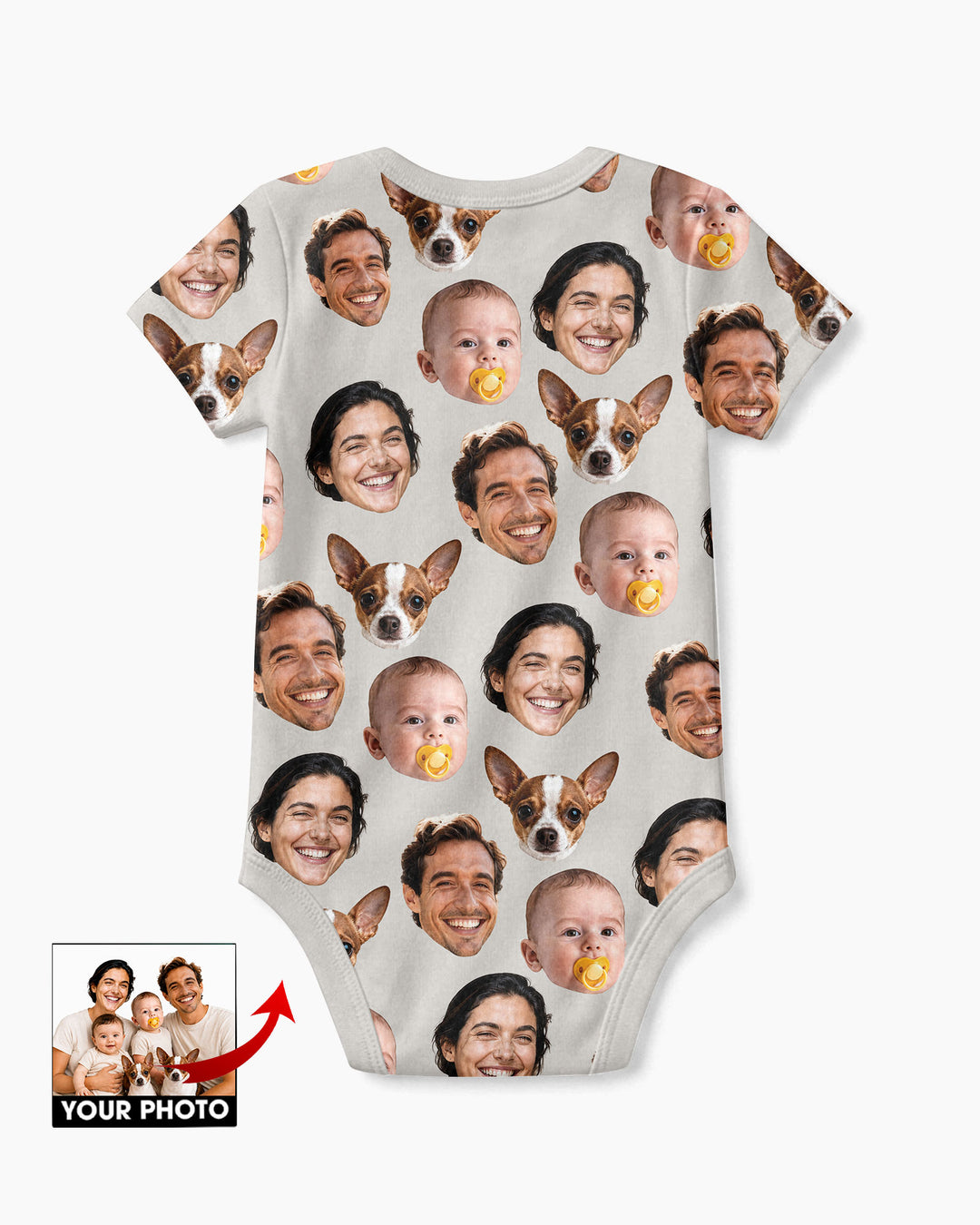 Personalized Face Baby Bodysuit, Families Faces Newborn Bodysuit