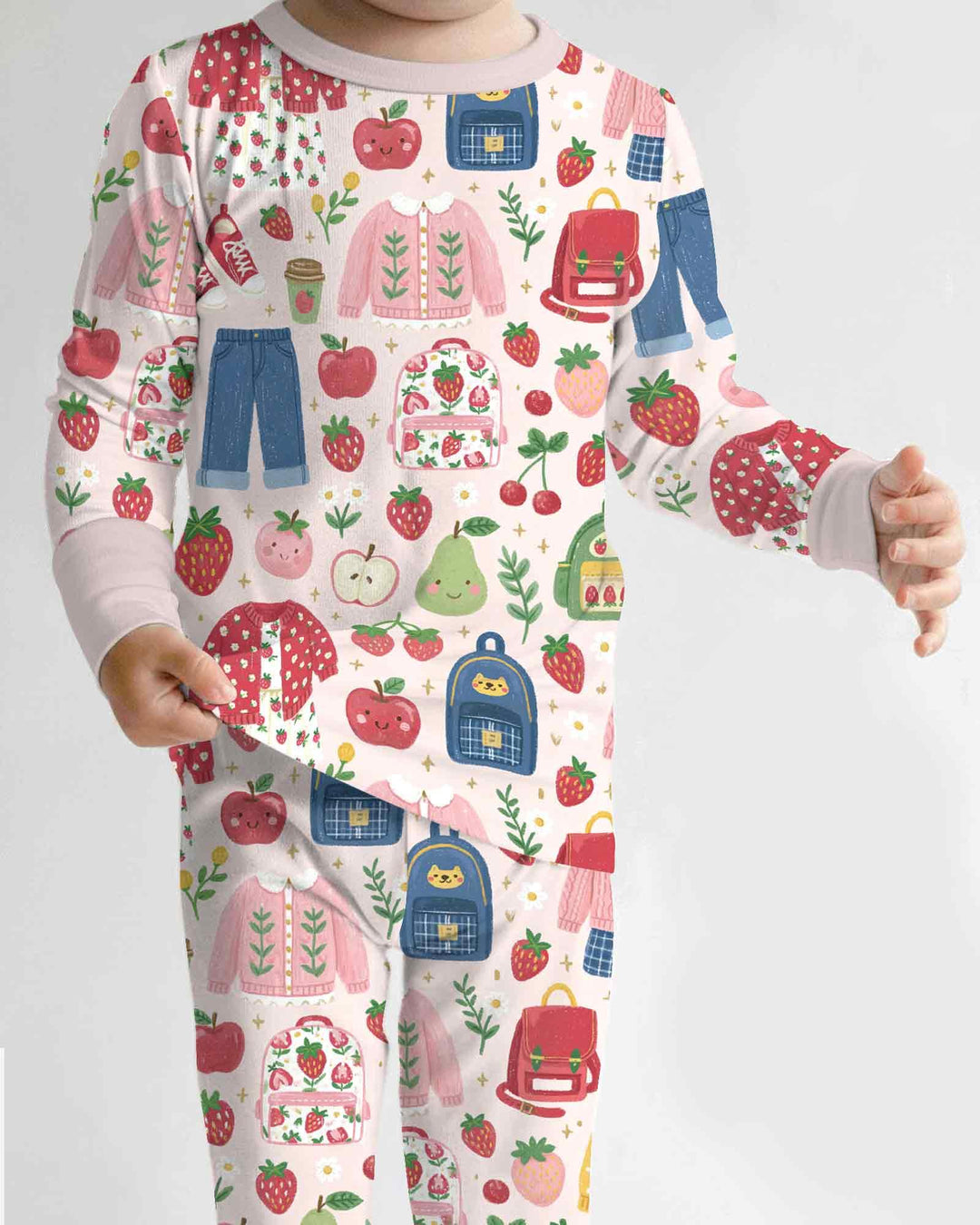 Zweiteiliges Langarm-Pyjama-Set mit Sommerfrüchten