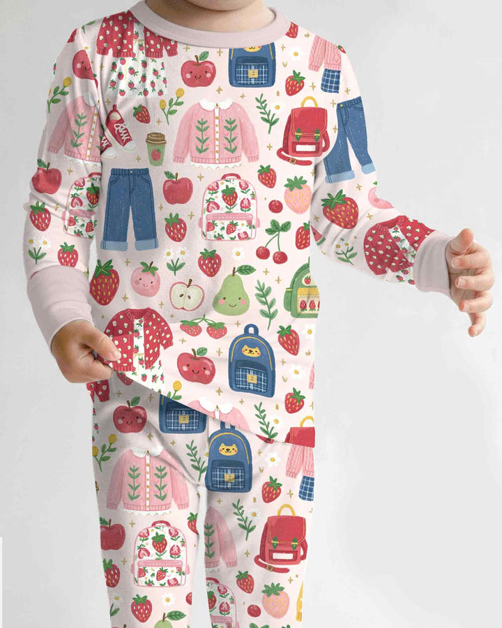Zweiteiliges Langarm-Pyjama-Set mit Sommerfrüchten