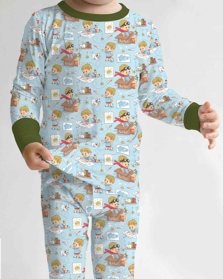 Zweiteiliges Langarm-Pyjama-Set mit Sommerfrüchten