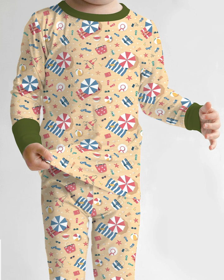 Sunny Beach Day Essentials Bamboo Two Piece Long Sleeve Pajama Set