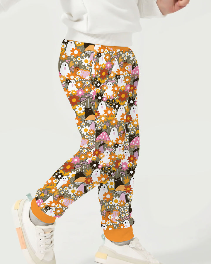 Retro Ghost Mushroom Floral Halloween Bamboo Jogger