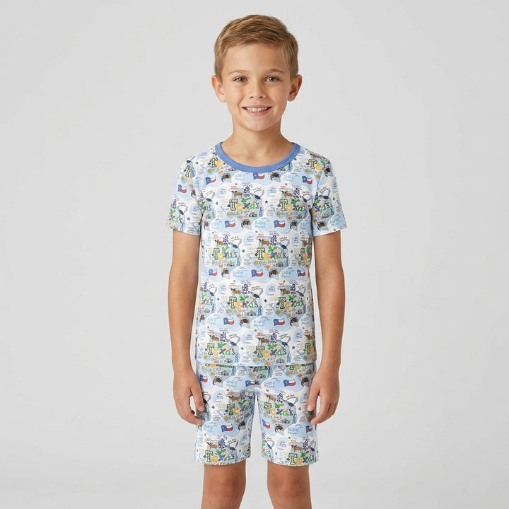 Schlafanzug-Set zweiteilig, kurze Ärmel, kurze Hose, Bambus