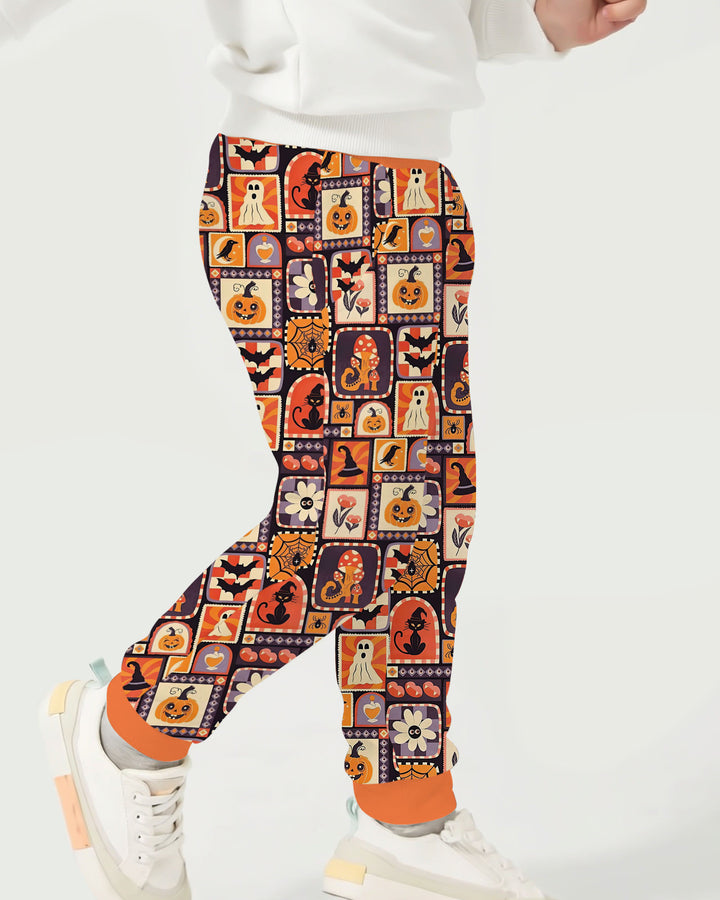 Retro Halloween Patchwork Icons Bamboo Jogger