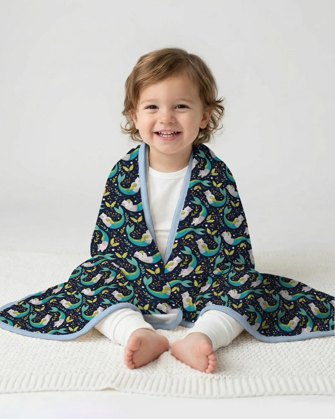 Midnight Mermaid Cats Bamboo Blanket