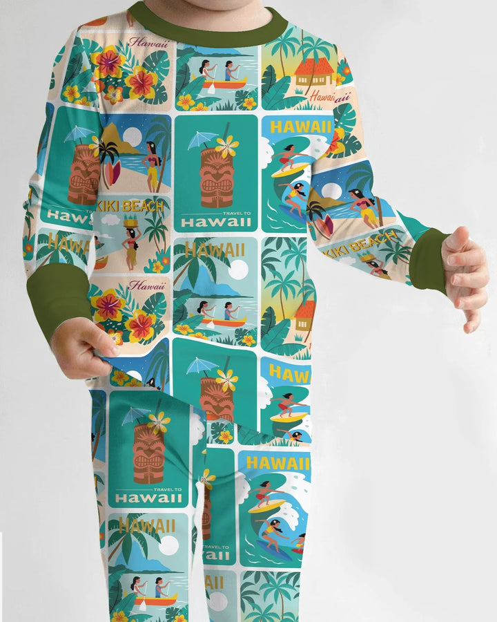 Zweiteiliges Langarm-Pyjama-Set mit Sommerfrüchten