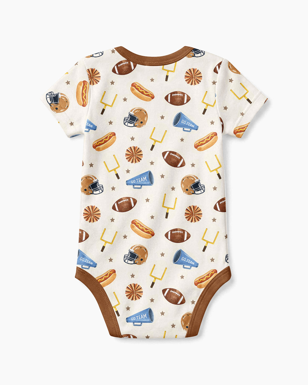 Custom Name Football I'm Just Here For The Snacks Bamboo Bodysuit