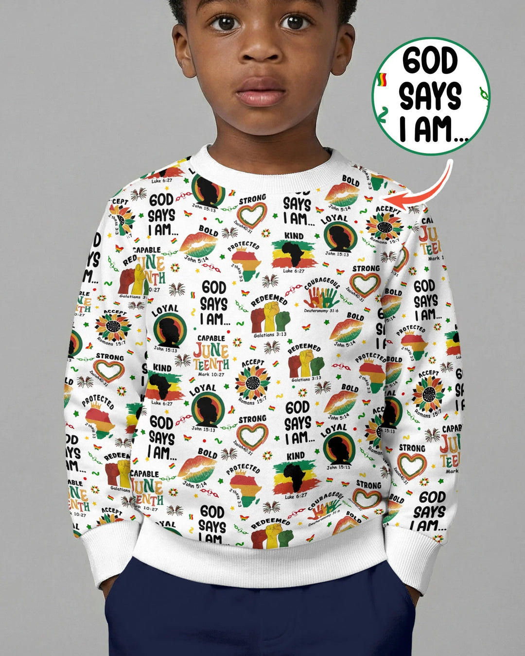 God Says I Am Juneteenth Bamboo Crewneck Sweatshirt