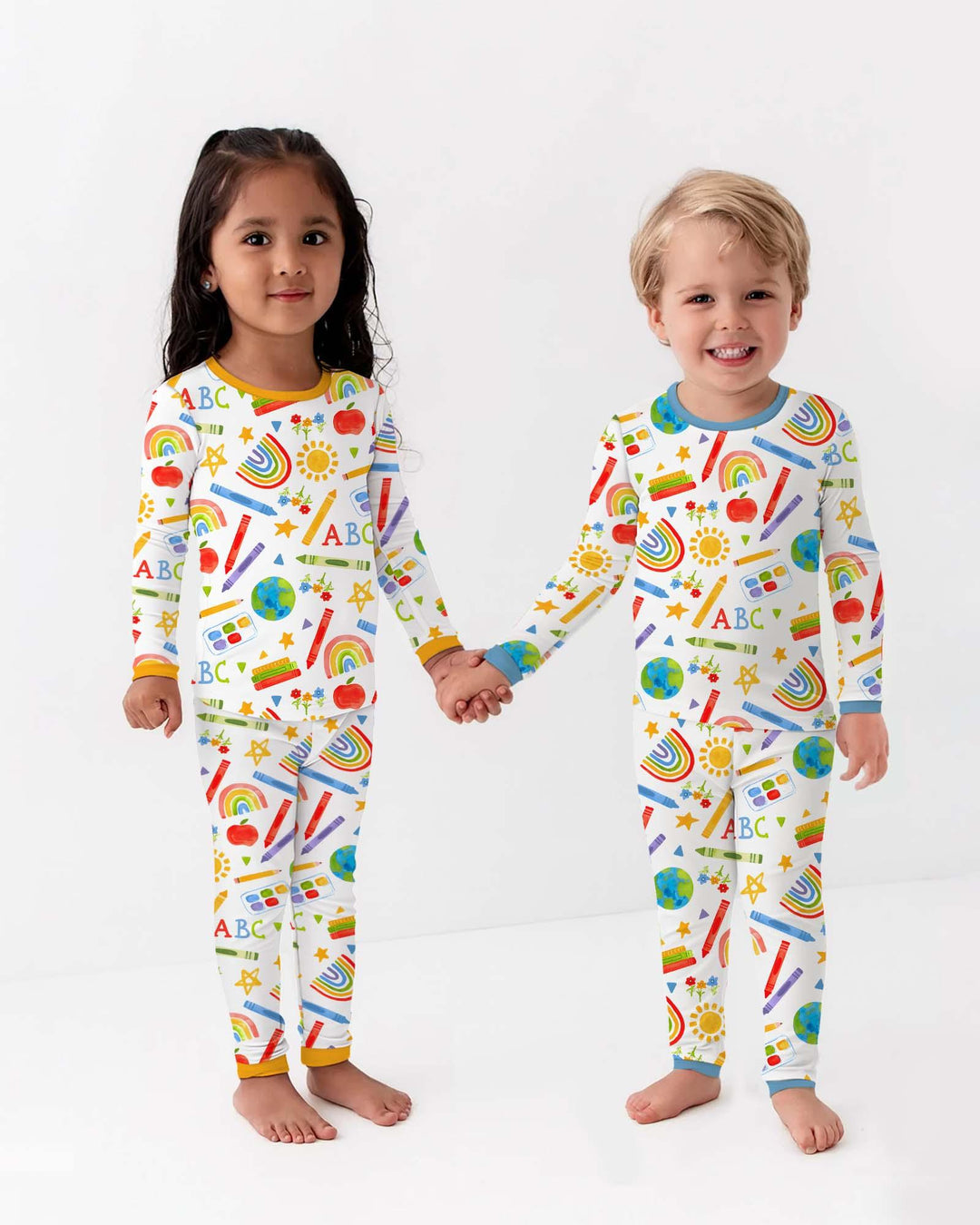 School Scribbles Bamboo Two Piece Long Sleeve Pajama Set