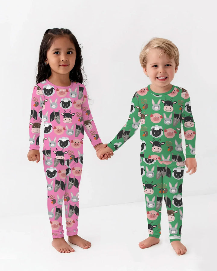 Zweiteiliges Langarm-Pyjama-Set mit Sommerfrüchten