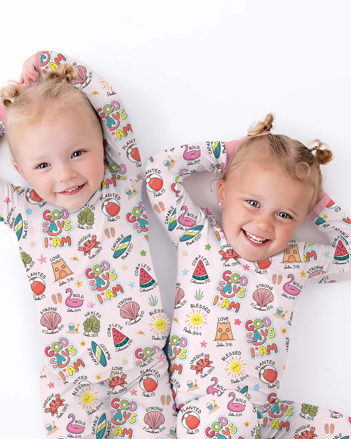 Zweiteiliges Langarm-Pyjama-Set mit Sommerfrüchten