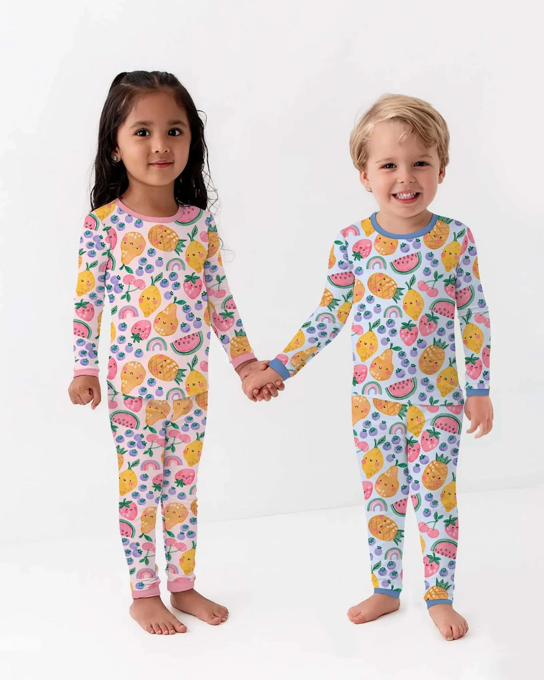 Zweiteiliges Langarm-Pyjama-Set mit Sommerfrüchten