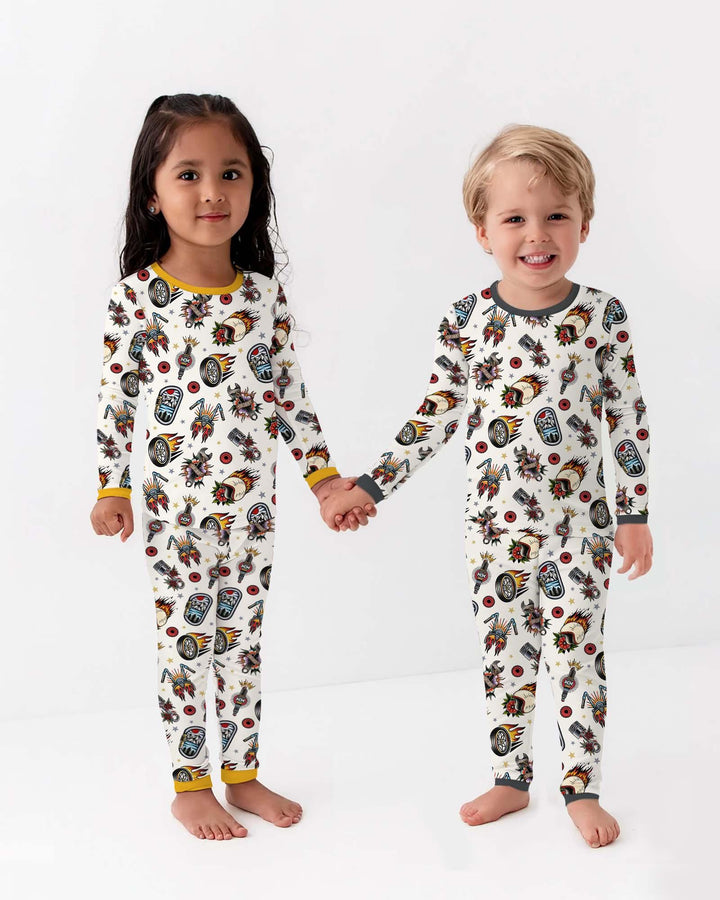 Zweiteiliges Langarm-Pyjama-Set mit Sommerfrüchten