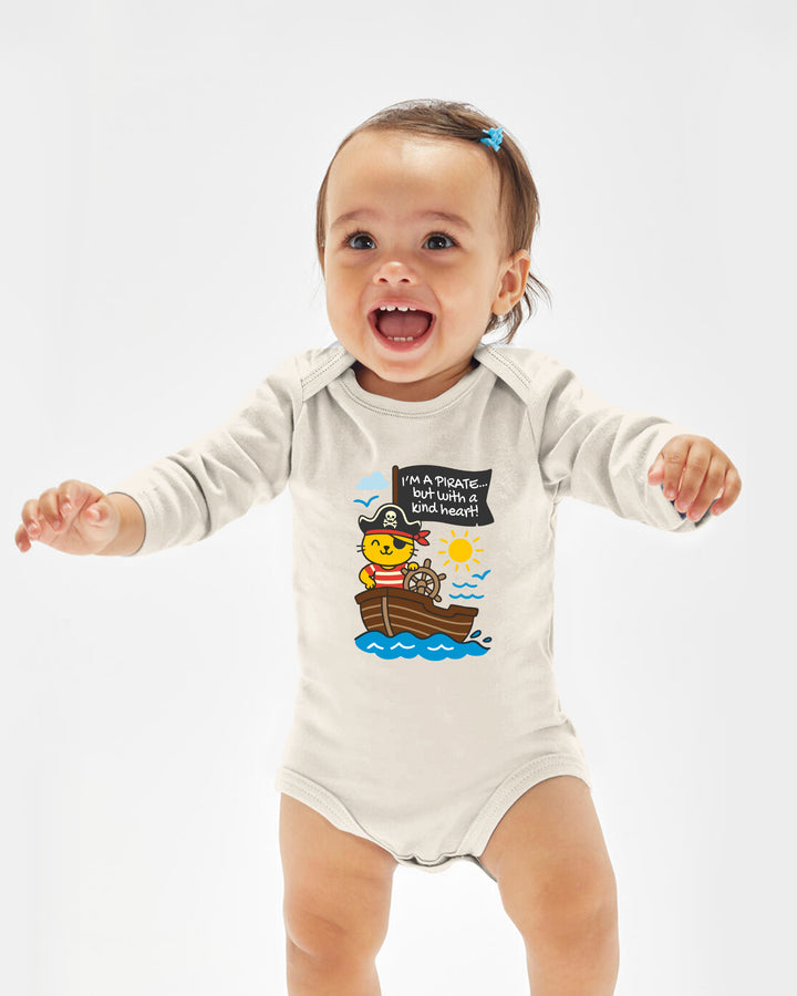 I'm a Pirate with a Kind Heart Cat Baby Bamboo Bodysuit