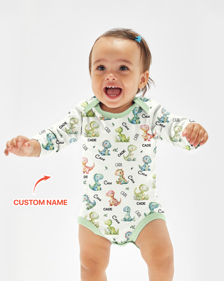 Dinosaur Custom Name Bamboo Bodysuit